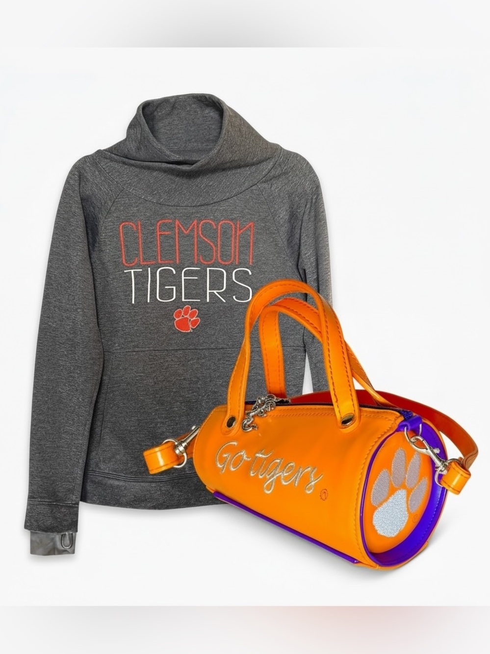 Clemson Tigers Game Day Set Champion Cowl Neck Hoodie & Megaphone Crossbody Bag